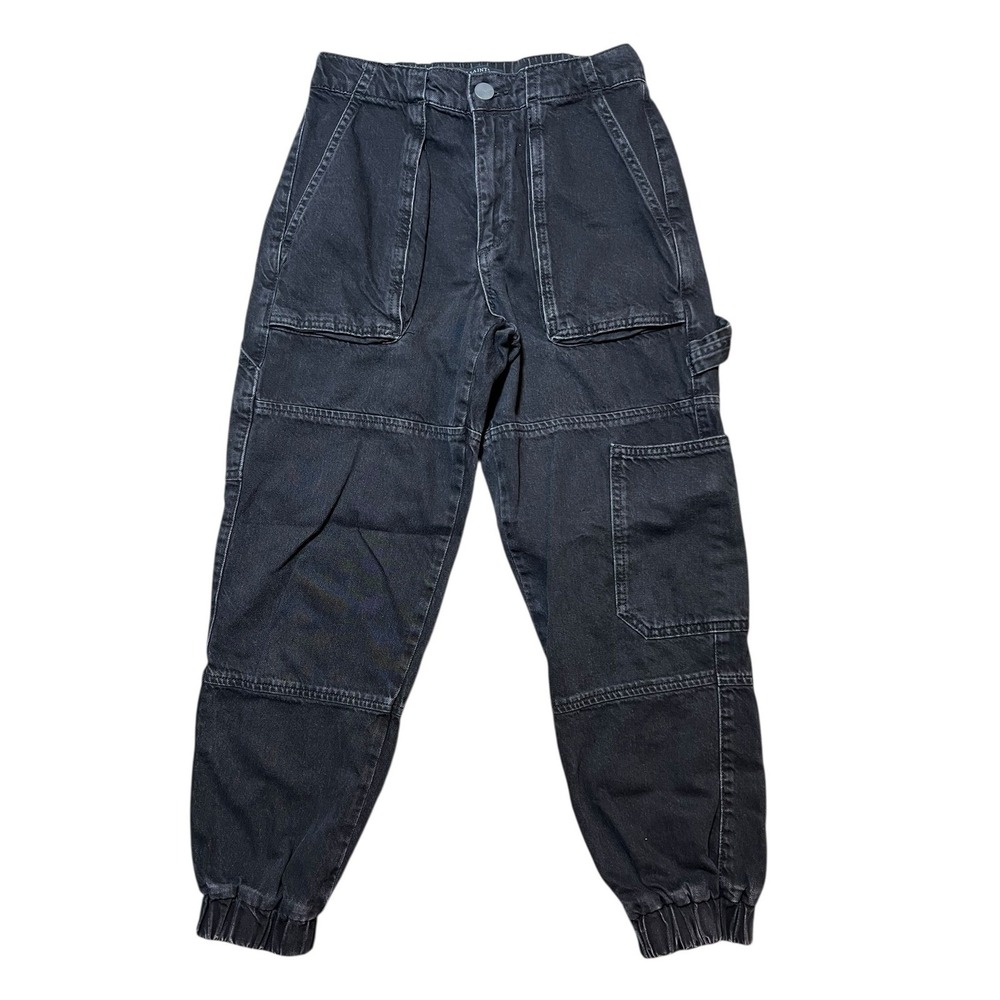 ALLSAINTS Mila Jean Cargo Pants Black Denim Jogger Womens Size 2 Millitary Chore